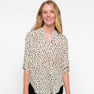 Lush Split neck Blouse in Navy NWT- Size Medium